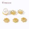 Trendy Double-layer Design Hollow Flower Caps 10MM 18K Gold Plated Alloy Bead Caps For Beads DIY Beading Jewelry Making Supplies