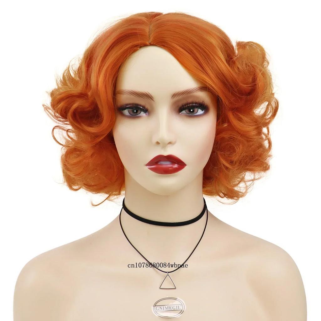 Olivgrüne Perücke für Frauen Synthetische Kurze Große Lockige Perücken Cosplay Halloween Kostümparty Flauschiger Stil Hochtemperaturfaser