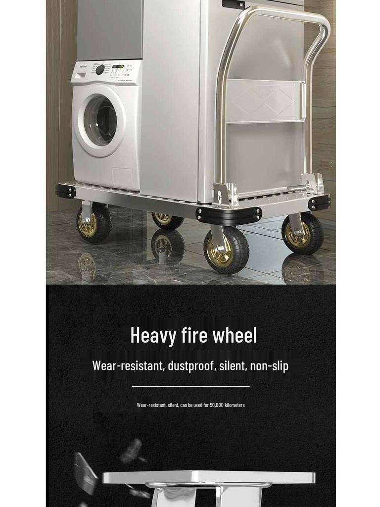 Foldable Steel Flatbed Hand Truck - Portable Small Trolley for Transporting Goods