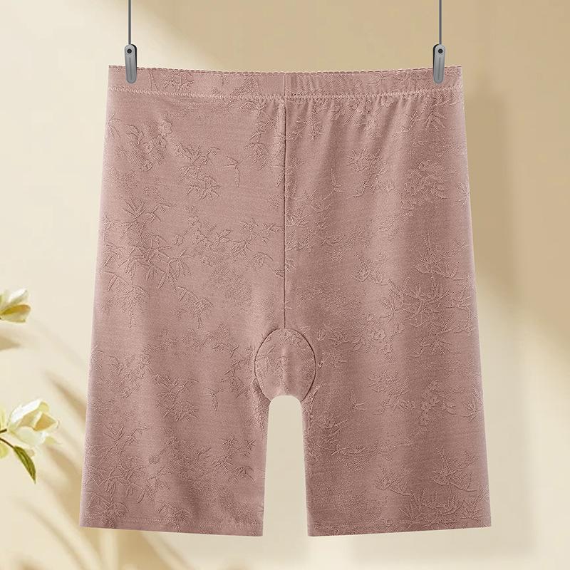 

Plus Size Women Summer High Waist Ice Silk No Trace Safety Anti Walking Belly Lift Hip Five Points Leggings L кавовий