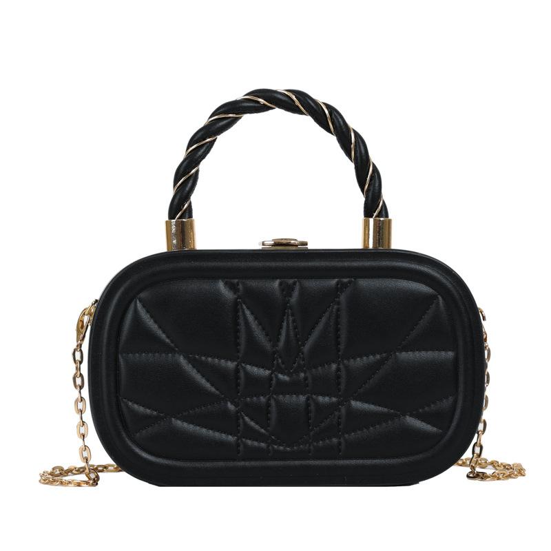 

Новая фактурная маленькая женская сумка 2024 года, модная сумка-коробка с замком, сумка-мессенджер на одно плечо для женщин чёрный