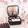 PU Leather Waterproof Multifunctional Cosmetic Storage Case With Mirror Lipstick Jewelry Make-Up Brush Organize Deposit Box