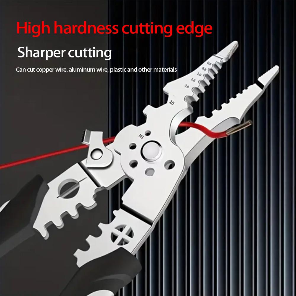 Instrument multiplu pentru electrician 21 în 1: Clește de decupat și sertizare a sârmei de cupru, Clește de înfășurare a sârmei, Clește de tăiere și cheie