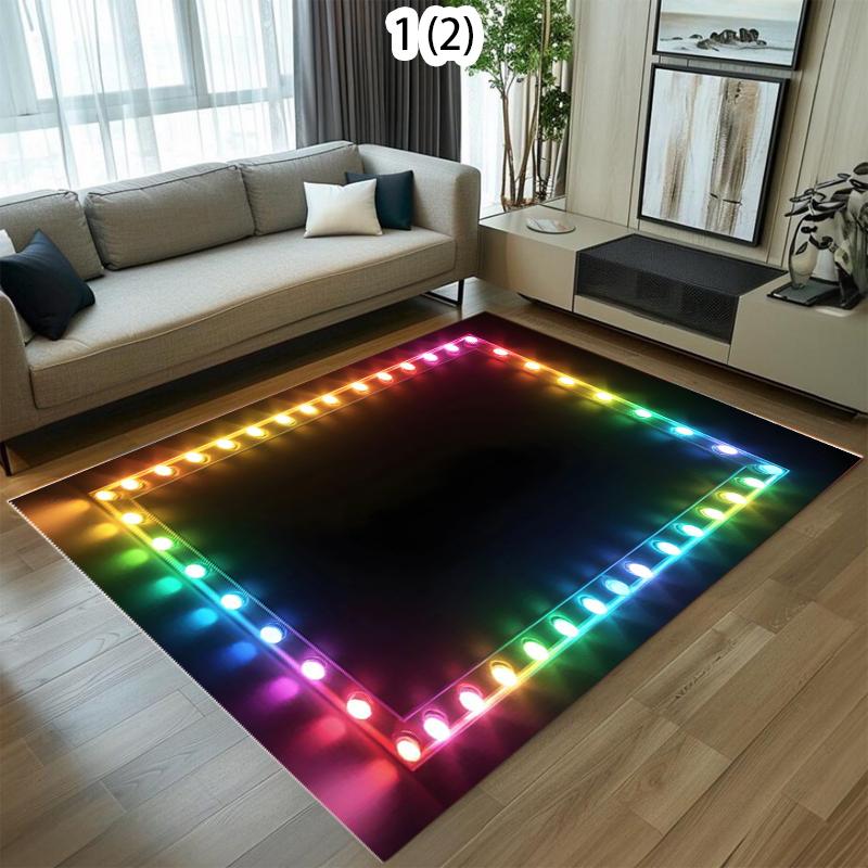 Colorful Neon Printed Carpet Personalized Indoor Carpet Living Room Bedroom Dirt Resistant Door Mat Home Decoration Floor Mat