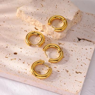 European and American INS Internet Celebrity Same Style Wind Earrings 4mm Thick Inner Diameter 12mm Classic Stainless Steel Ring Earrings Women's 