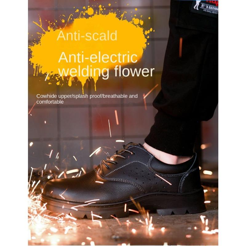 Labor Insurance Shoes Men's Breathable Anti-smash and Anti-stab First Layer Cowhide High Temperature Special Outsole Work Shoes