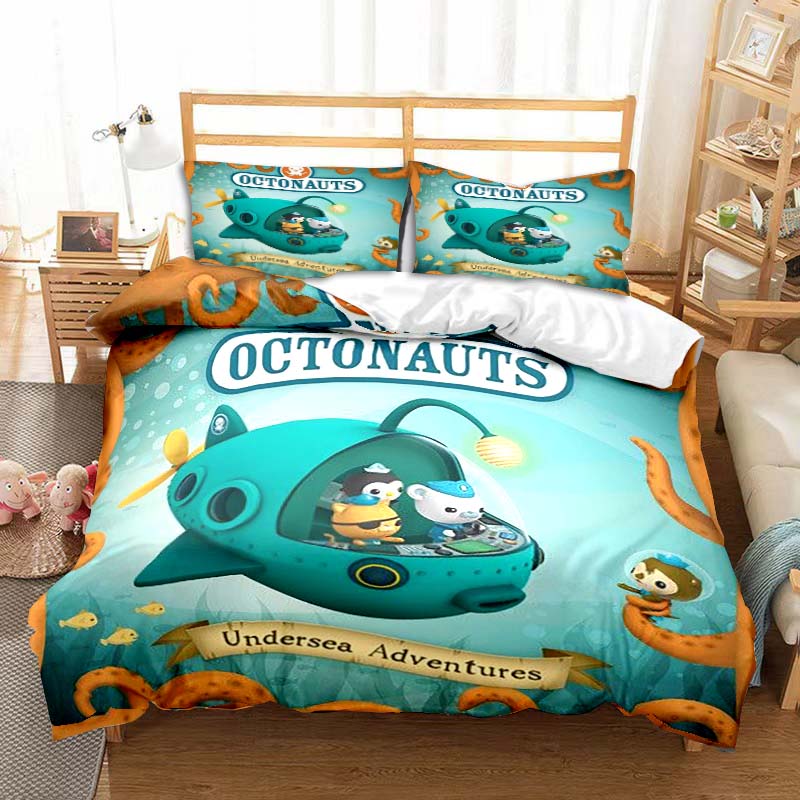 The Octonauts Cartoon Printed Bedding Set Children's Soft Duvet Cover Pillowcase Single Double Bed Queen Size Bedspread Kid Gift