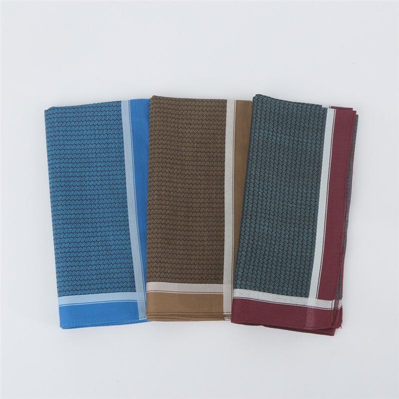 3Pcs 43x43cm Pure Cotton High-end Jacquard Yarn Dyed Vintage Dark Color Men's Business Handkerchief Suit Pocket Towel
