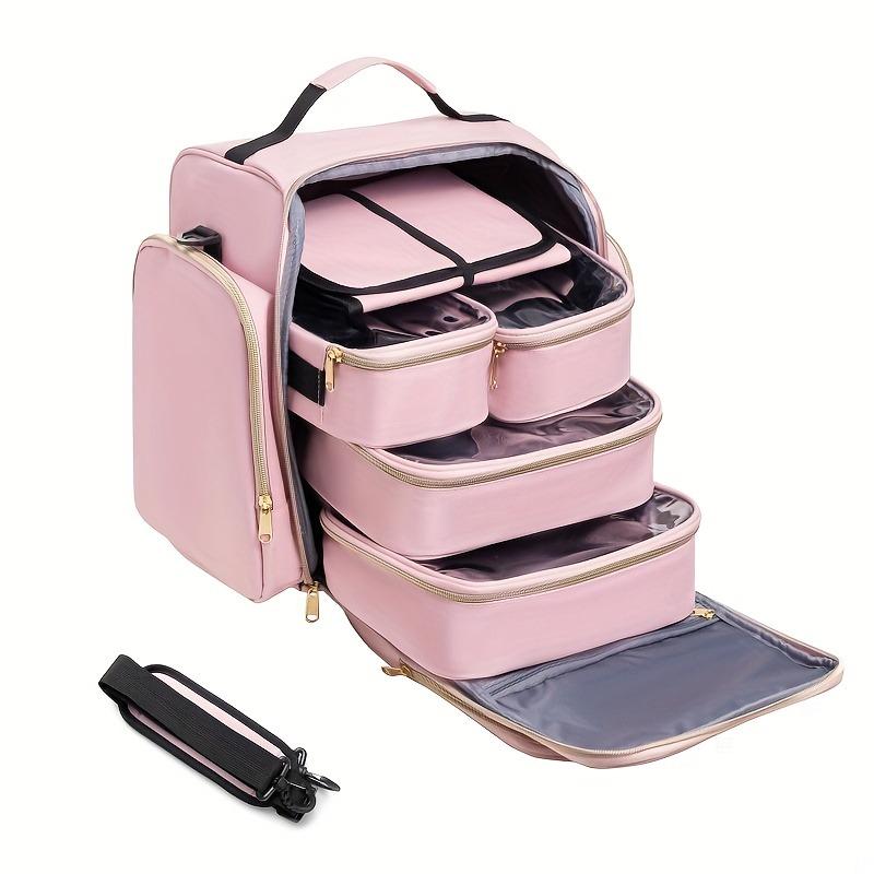 

1pc Extra Large Toiletry Bag Travel Cosmetic Organizer Case with Zipper,Multi-Section Design for Women Men, Black Pastel Options розовый