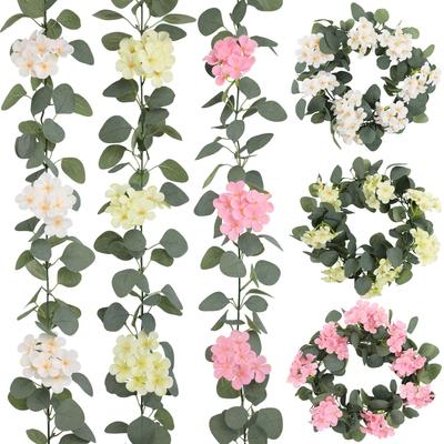 Artificial Green Plant Eucalyptus Leaves Hydrangea Vine Home Wedding Decoration Suspended Ceiling Wound Plant Vine Wall Hanging