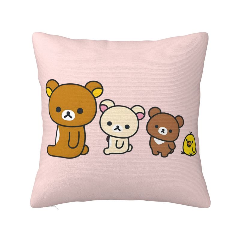 

Custom Rilakkuma Pillow Covers Cute Cushion Cover Decoration Salon Square Pillowcase 12x12Inch