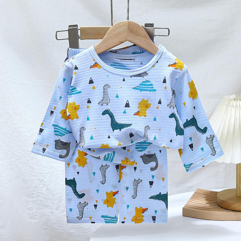 

Летняя детская футболка с коротким рукавом и круглым вырезом, комплект брюк, повседневный мешковатый костюм из 2 предметов, хлопковый наряд с мультяшным принтом 130cm