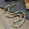 Volcano Stone Wood Bead Splicing Necklace Male Sense Retro Personality Summer Vacation Men's Collarbone Chain Necklace