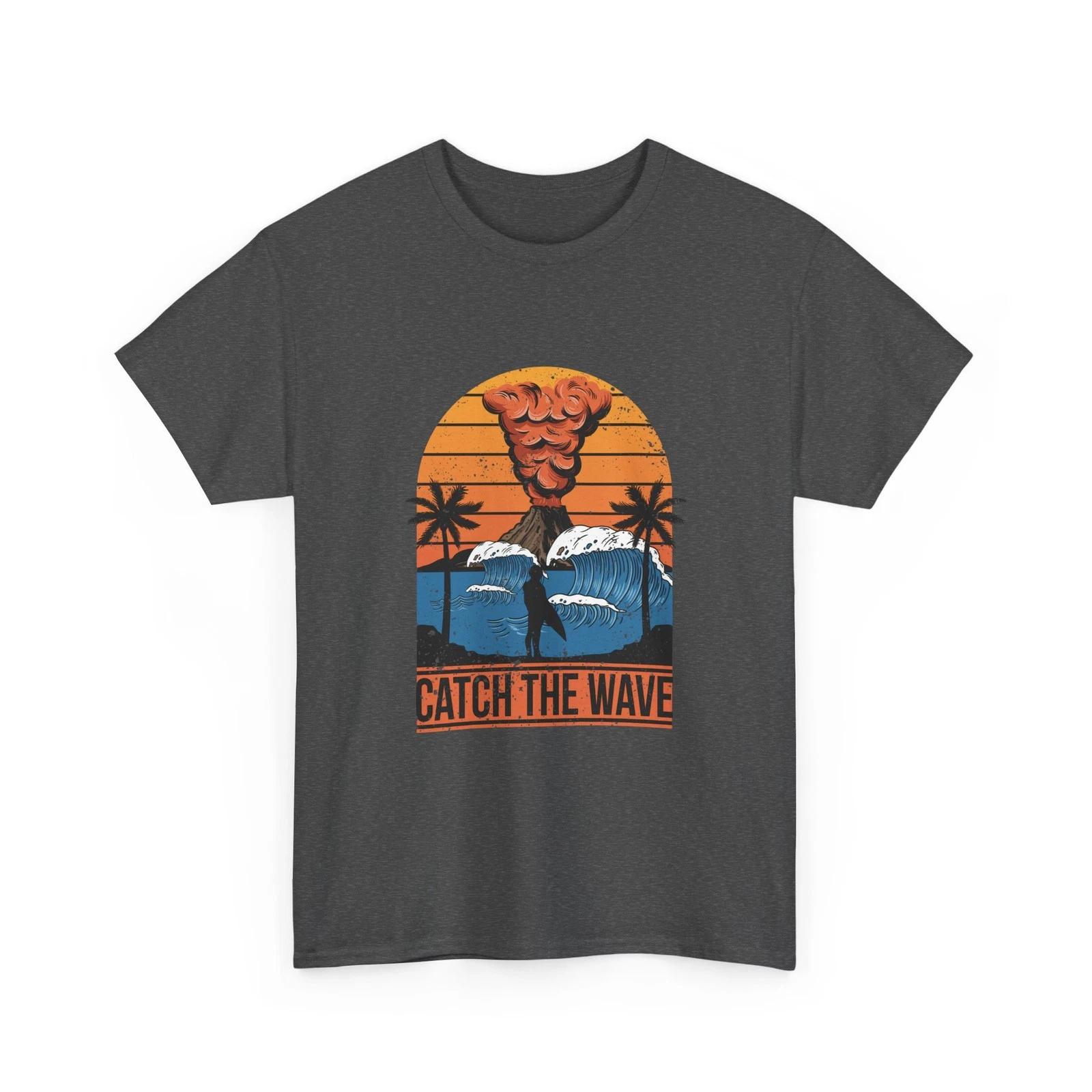 Volcano Sunset T-Shirt | Retro Palm Beach Graphic T-Shirt Gift For Men/Women Tee S