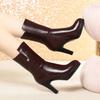 7cm 9cm Fashion Comfortable Soft Leather Boots Platform Shoes Winter  Mid Calf Block High Heels Fur Plush Boots Office Mom