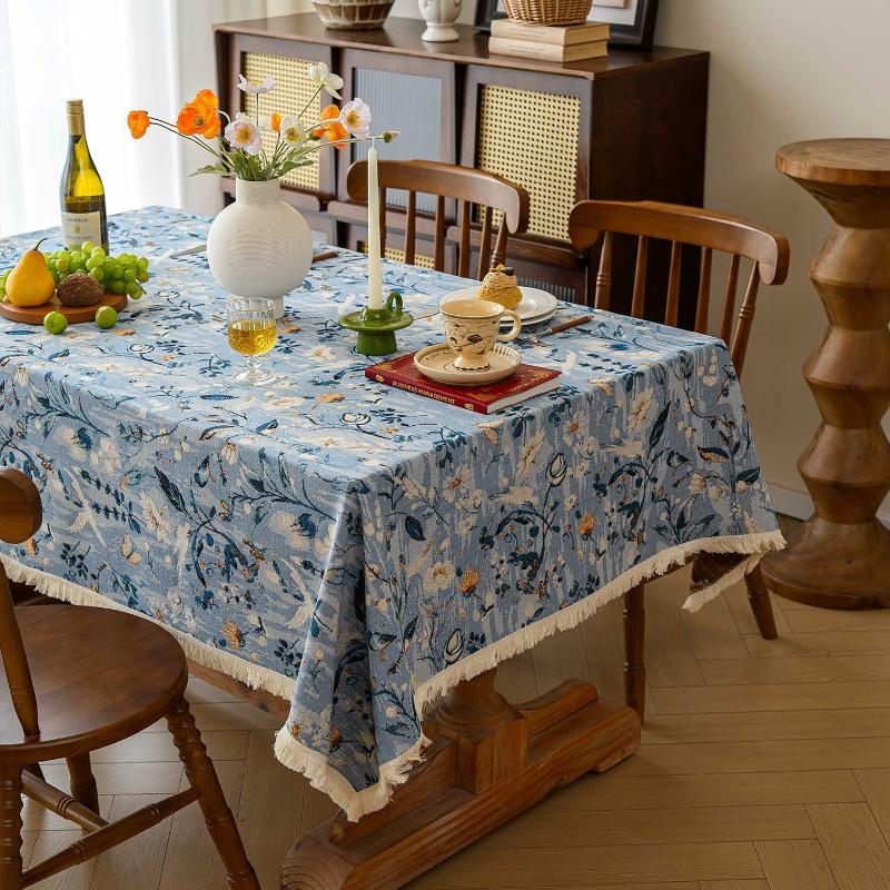New Jacquard Table Cloth Dustproof And Wrinkle Resistant Rectangular Dining Tablecloth Floral Pattern Home Decoration Tablecloth