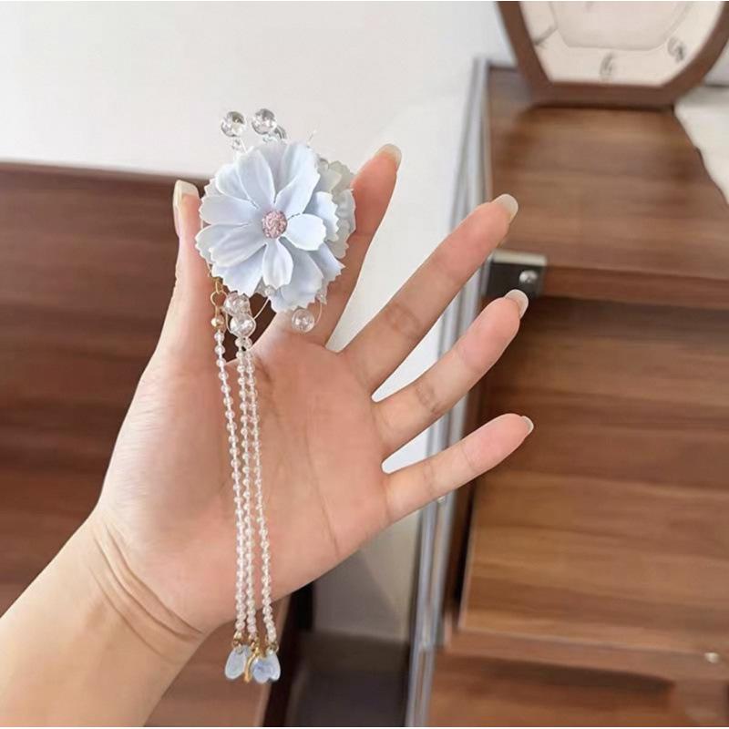 2026 Children s Daisy Tassel Double Bun Claw Clip Hair Accessory