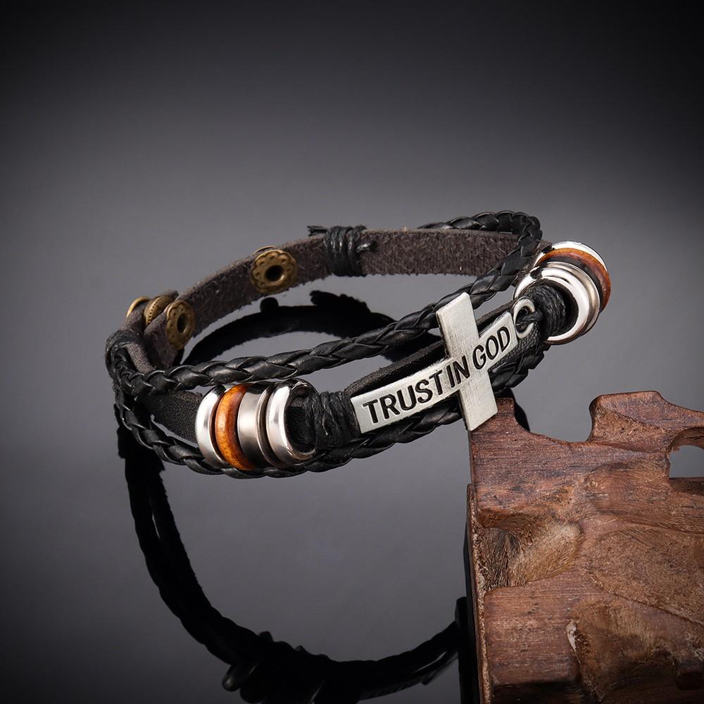 Fashion Popular Simple Handmade Multi-layer Bracelet Cross Sex Men's Bracelet Adornment Holiday Gift