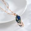 Blue Natural Zircon Pendant Necklace For Women  Rose Gold And Black Plating Vintage Crystal Leaf Daily Fine Jewelry
