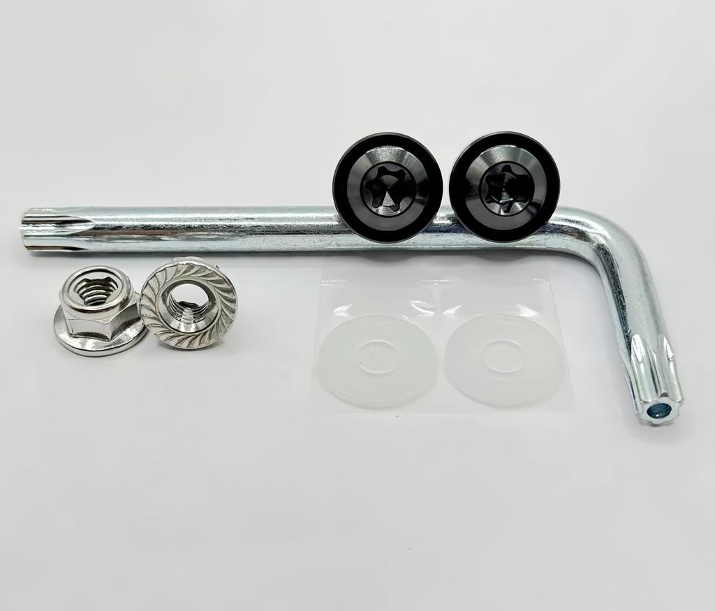 Kuroobaa Motorcycle License Plate Bolts, Titanium Anti-theft Screws, M6, Set of 2 (Black)