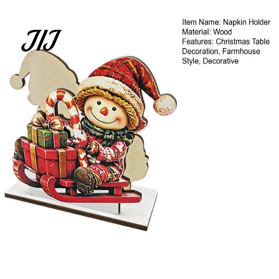 Solid Wood Tissue Dispenser Snowman Napkin Holder for Dining Table, Vertical Christmas Table Dispenser, Storage Holiday Home Decor Wooden Organizer
