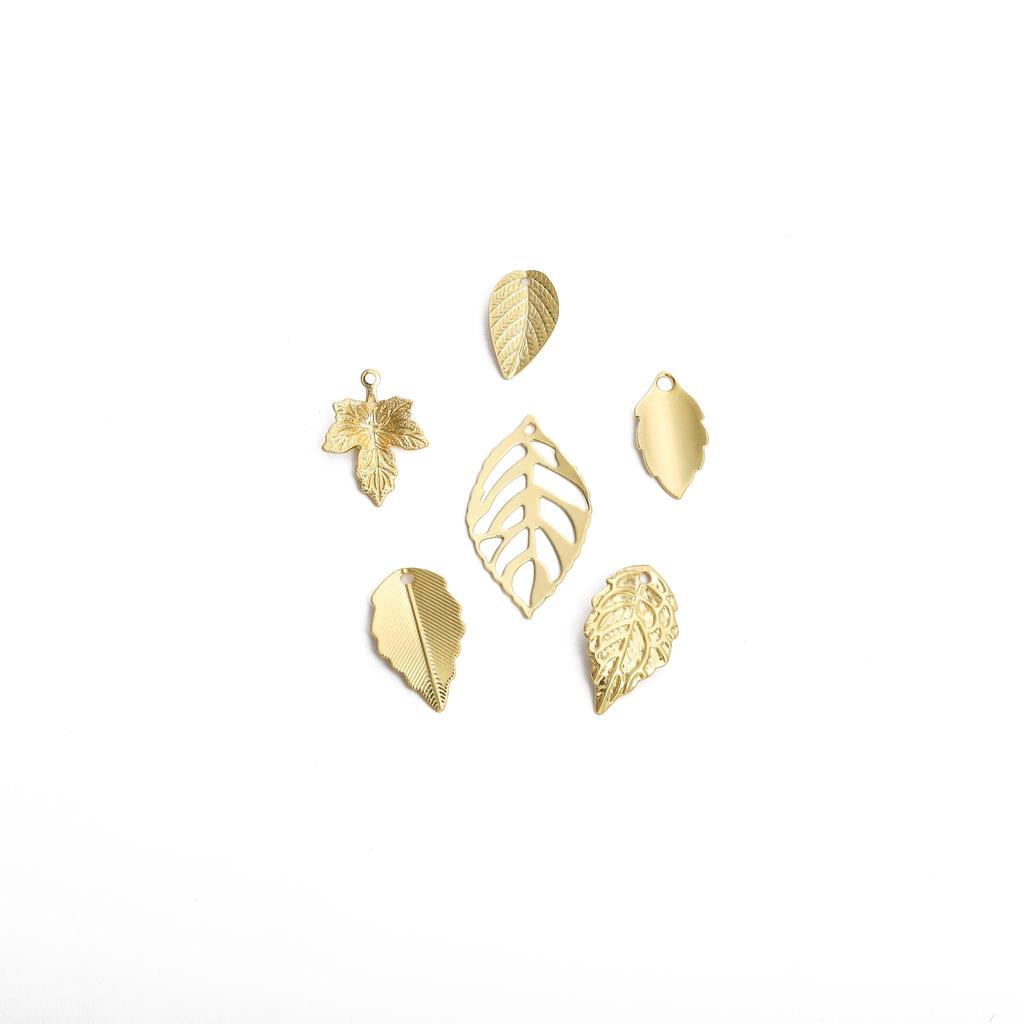 Patterned Copper Leaf Pendant Curved Design Charm for DIY Jewelry Craft