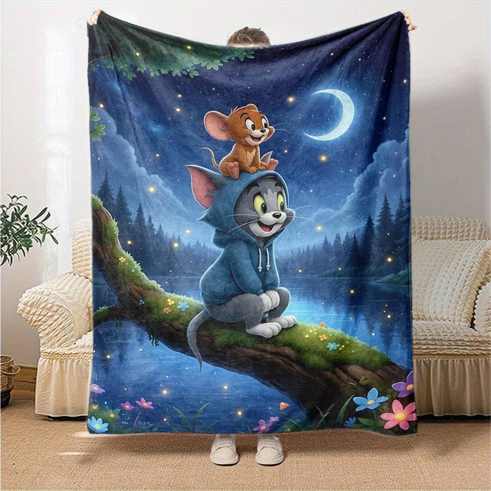 1pc Tom Jerry Flannel Blanket Soft Warm Throw for Home, Office, Travel, All-Season Cozy Bedding GiftL1152