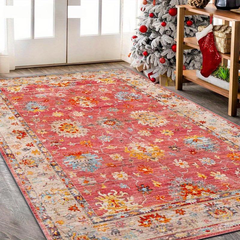 Traditional Vintage Pattern Rug, Soft Area Carpet, Suitable for Living Room, Bedroom, Study, Garden, Balcony, Machine Washable