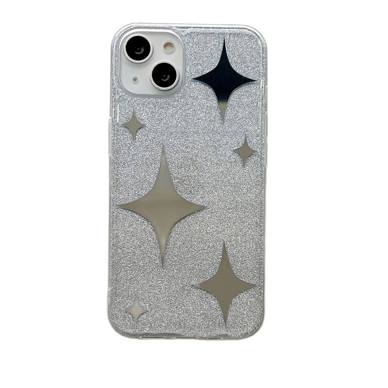 Ins Korean Cute Star Mirror Glitter Phone Case pentru Iphone 14 13 12 11 Pro Max Bling Stars Silver Shockproof Soft Cover Funda