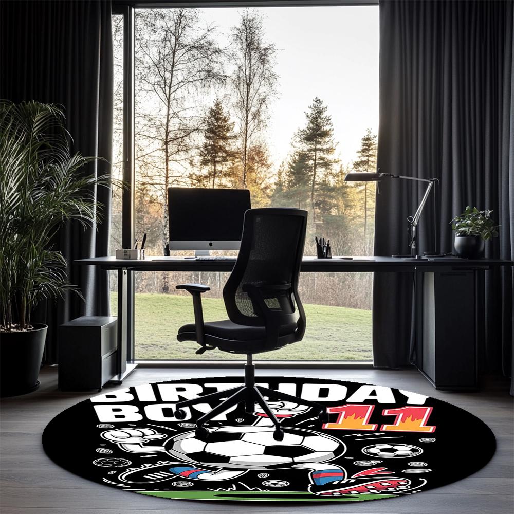 Soccer Printed Round Rug Carpet Chair Rug Area Rug Entryway Doormats,for Office Chair Living Room Bedroom Kitchen Room.