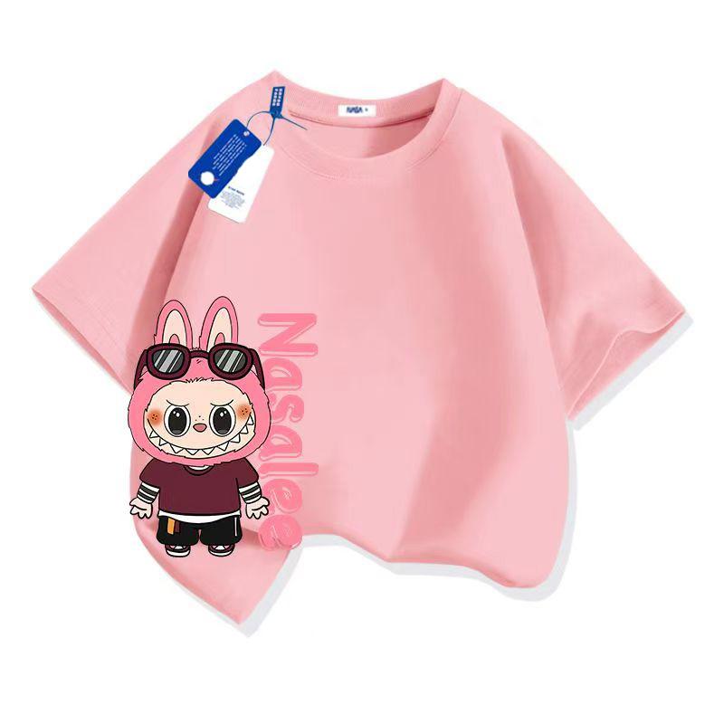 Hot LABUBU Cartoon Anime Print Girl Boy T-Shirt Kids T-Shirt Summer Short Sleeve Tee Child Tops
