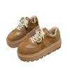 Thick Sole Round Toe Lace-Up Running Shoe Street Fashion Women Sports Casual Shoes Versatile Japanese Style Sponge Sole Loafers