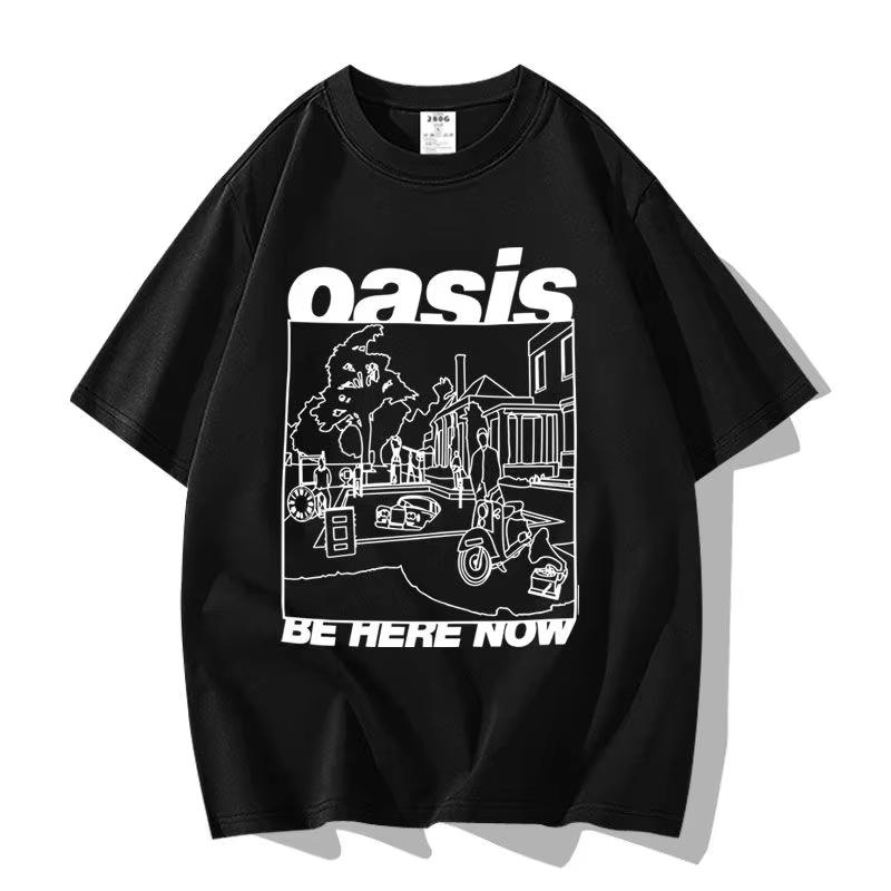 Britská pouličná Oasis Kapela Oasis Voľný Módny Všestranný Trendy Značkový Krátkorukávový Odev Polovičný Rukáv Bavlna Pár Tričko