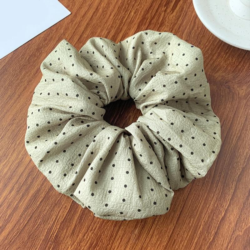 Elegant Elastic Hair Scrunchies With Dot French Design Ponytail Holder Women's Fashion Hairpiece For Sports Daily Use