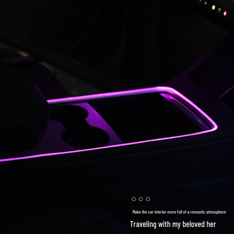 

Tesla Model 3/Y Подсветка салона с управлением через приложение, светодиодная панель консоли для подстаканников - 64 цвета USB Version