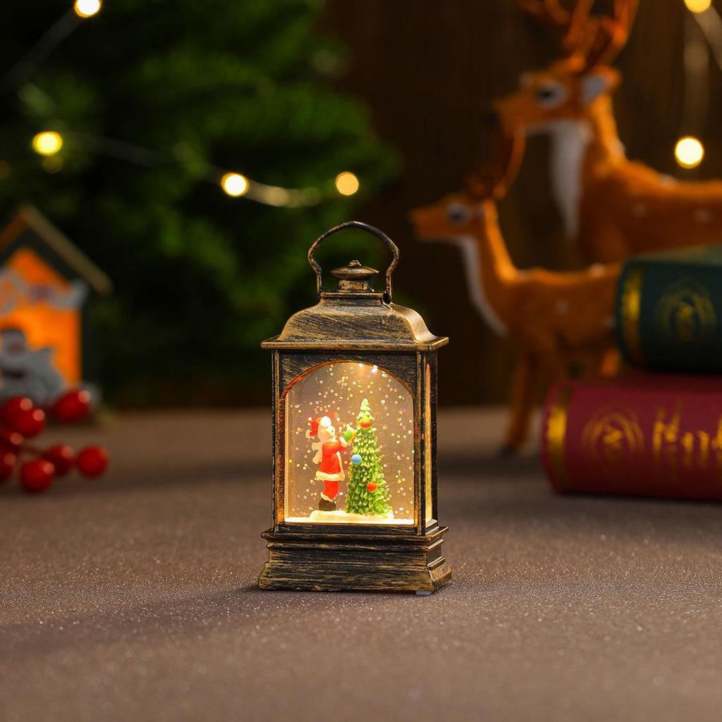 Christmas Water-Filled Lantern Night Light - Festive Desktop Ornament & Decoration Gift