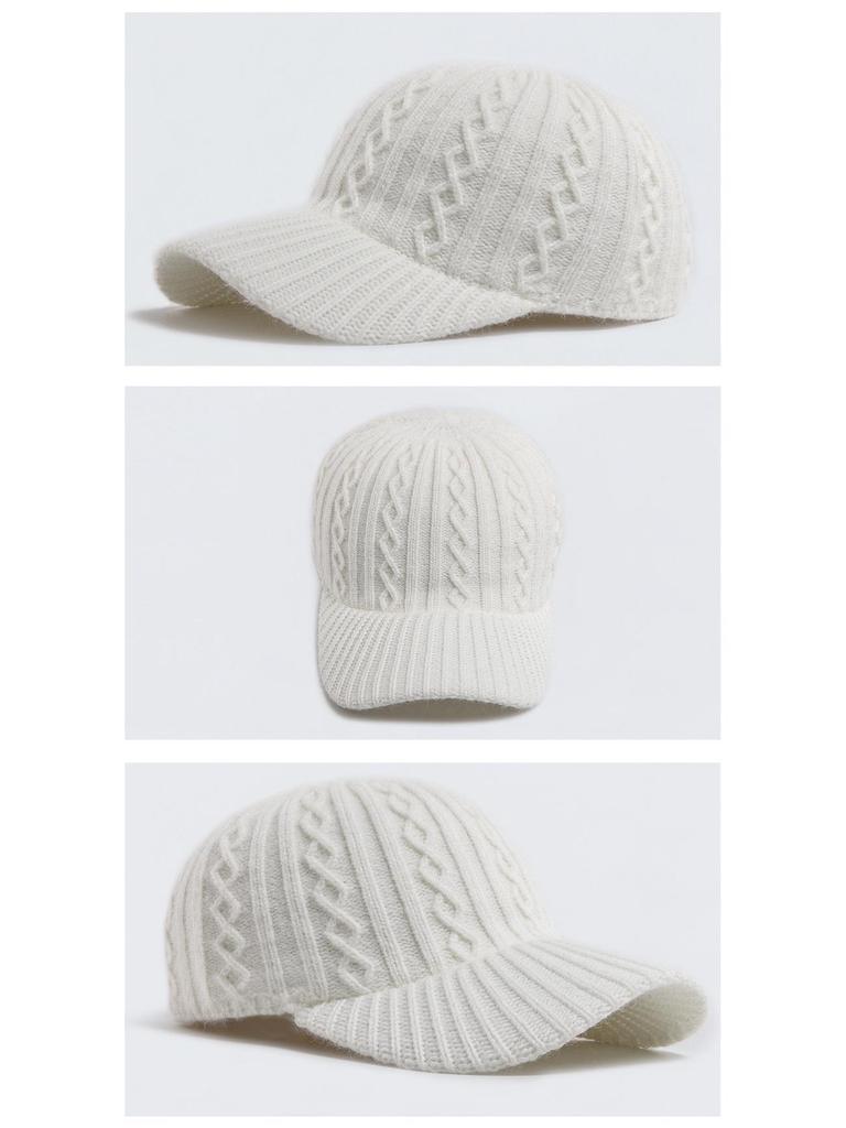 Damen Zopfstrick Woll Schirmmütze - Warme Herbst-/Wintermode für Mittelalte und Ältere