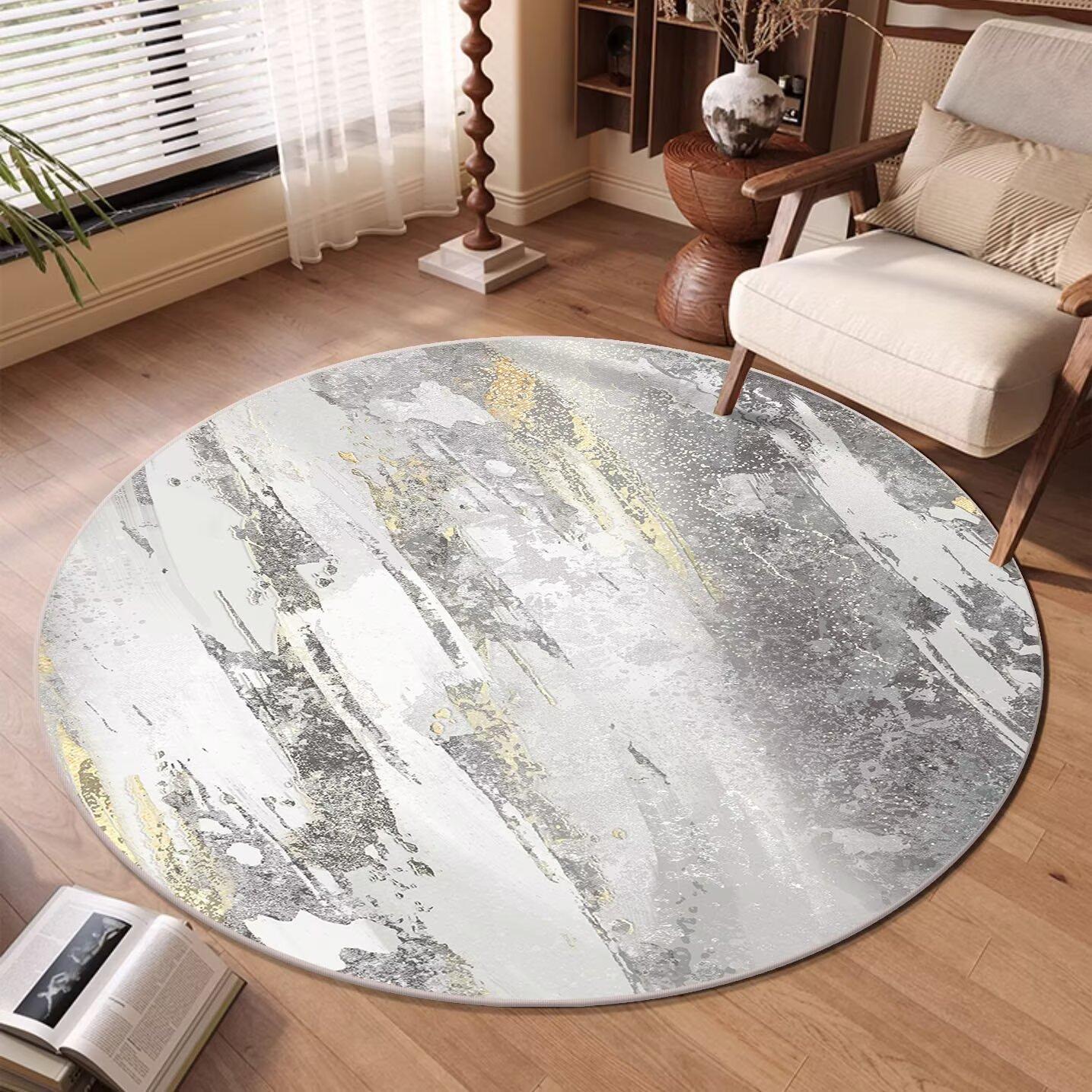 Modern Abstract Rond Tapijt Woonkamer Decoratie Sofa Gebiedskleden Huis Licht Luxe Vloermat Kamerdecor Zacht Tapijt Wasbaar 5.9ft(180x180cm)