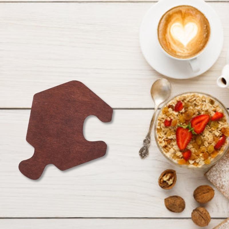 Set Of 6 Hexagonal Wood Cup Mats for Drink Heat Resistant Placemat Funny Jigsaws Coffee Coasters for Home Office