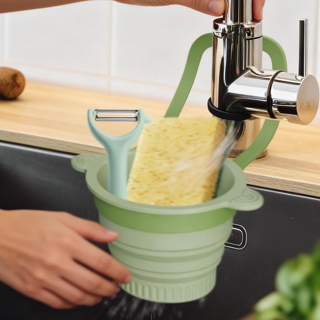 Kitchen Sink Strainer Basket Wall-mounted Waste Collector Foldable Pour-over Faucet Hanging Rack for Kitchen Salad Berry Mixing