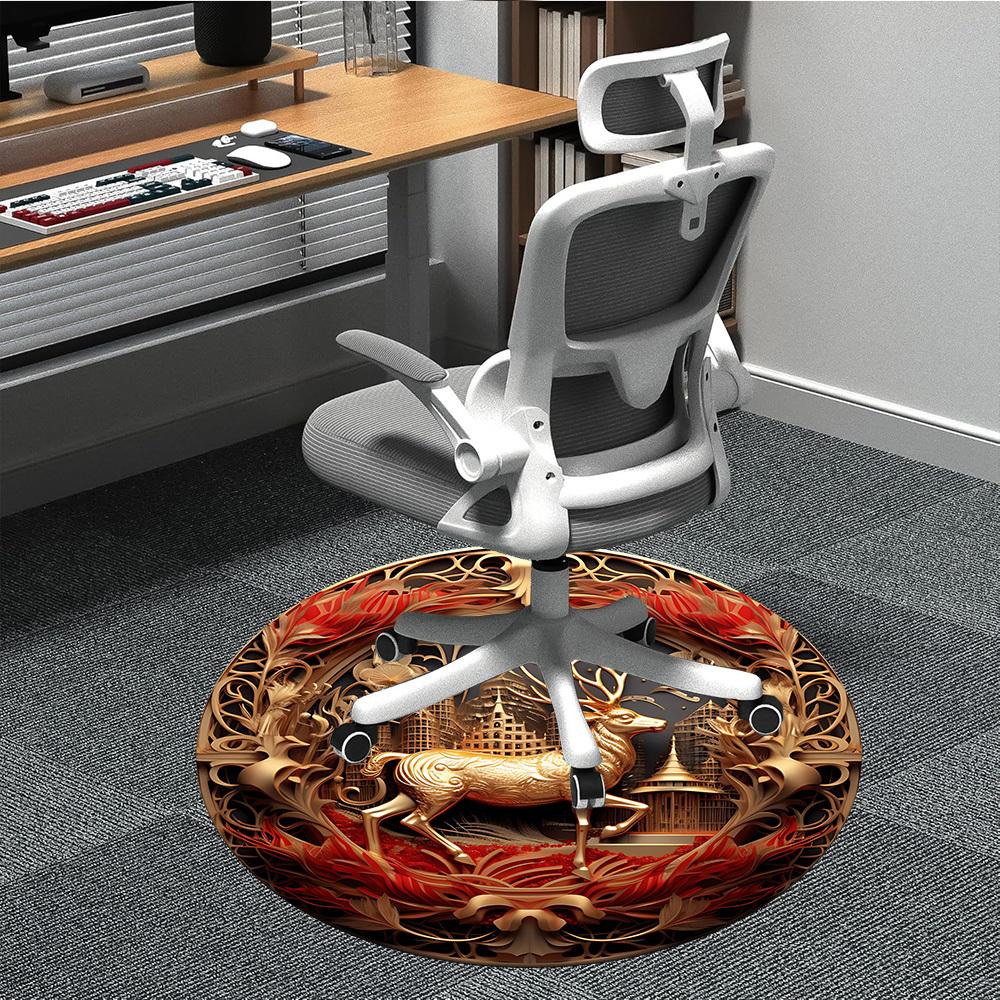 

1PC Golden Deer Sculpture Chair Carpet for Office Non-Slip, Lightweight, Machine Washable Rug for Office, Sleeping, Room - Holiday Decoryy251009119 80cm by 80cm