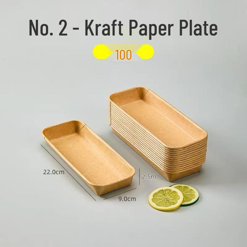 Einweg-Kraftpapier-Essteller - Rechteckig/Quadratisch, Lebensmittelqualität für BBQ, Picknick, Party.