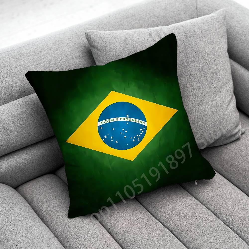 Rio De Janeiro Brazil Flag Map Passport Throw Pillow Case For 45x45cm 40x40cm 50x50cm 30x30cm Square Car Pillowcase Shell