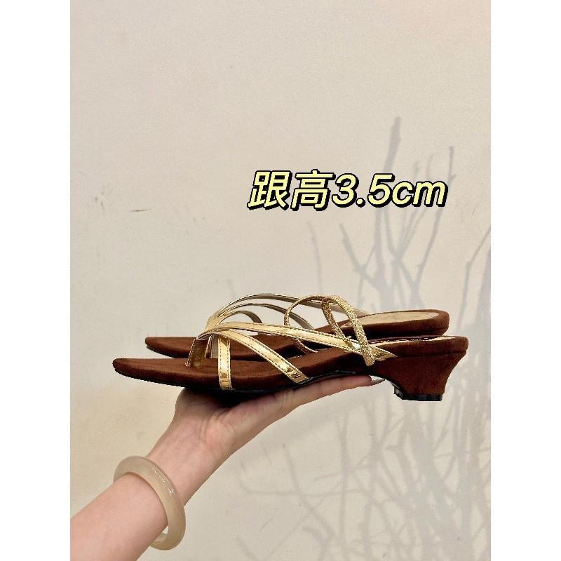 Ancient feeling two wear! Retro suede pointed toe with wedge heel sandals women's summer open toe sandals