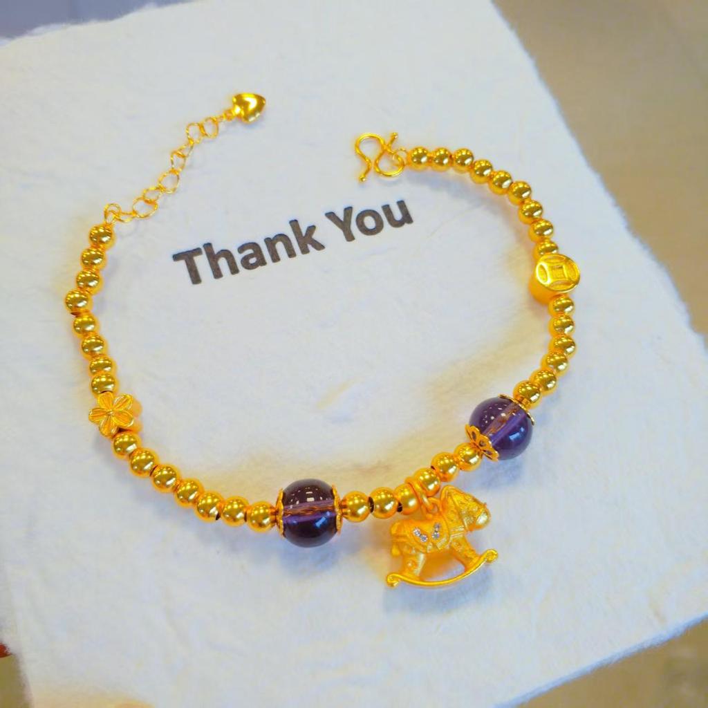 Amethyst Fortune Zodiac Horse Wrap Bracelet for Women