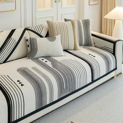 Chenille Geometry Sofa Cover Striped Couch Mat Thickened Sofa Covers for Living Room Universal for Seasons French Couch Cushion