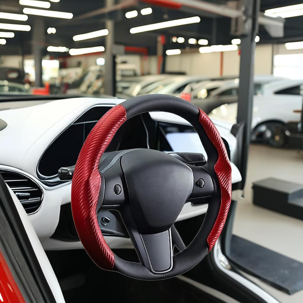 Million Durable and Wear-Resistant Carbon Fiber Steering Wheel Cover for Tesla Model 3