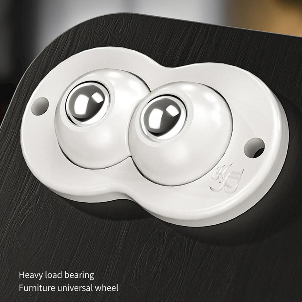 4pcs Garbage Can Move Caster Stainless Steel Trash Can Bottom Wheel Self-adhesive Furniture Casters Wear-resistant Home Supplies