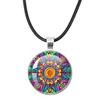 Klassische Lebensblume Seilkette Glasanhänger Halsketten Mandala Elegante und komplexe Muster Halsketten Damen Cabochon Schmuck