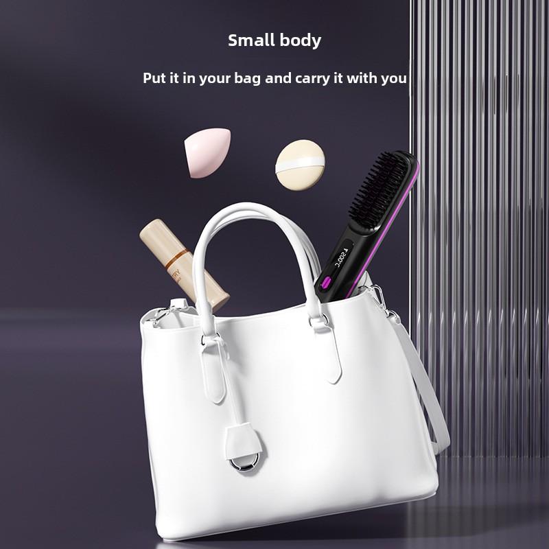 LCD Glättkamm Tragbarer Reise-Haarglätter Verbrühschutz Beheizte Stylingbürste USB-Ladekabel Kabelloser Haarglätter